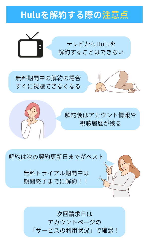 hulu 解約	する際に注意点