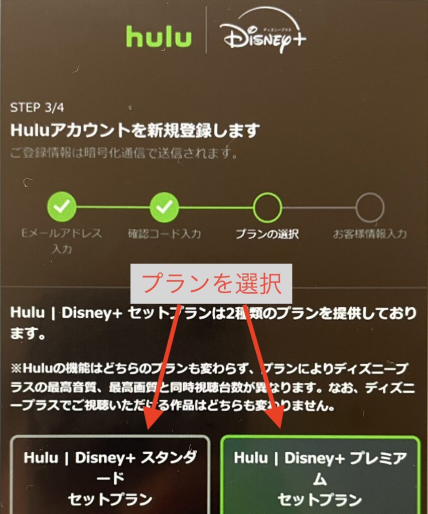 Huluセットプランへの変更手続き：プラン選択