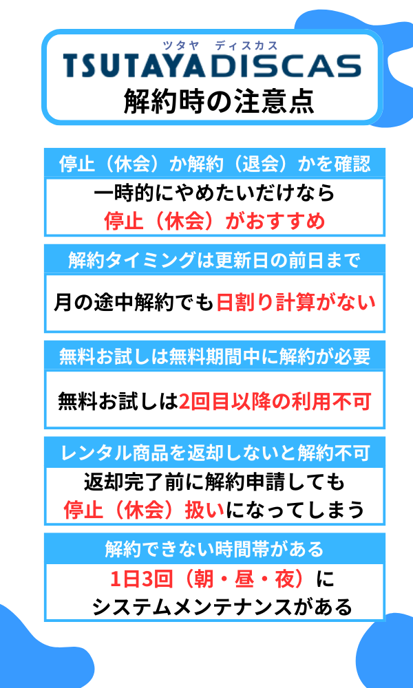 TSUTAYA DISCASの解約時の注意点