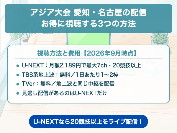 アジア大会 愛知・名古屋 お得な視聴方法