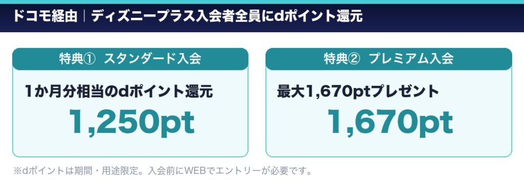ドコモ経由でディズニープラスに入会する特典