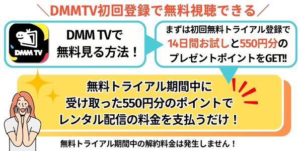 DMM TV 初回登録で無料視聴可能