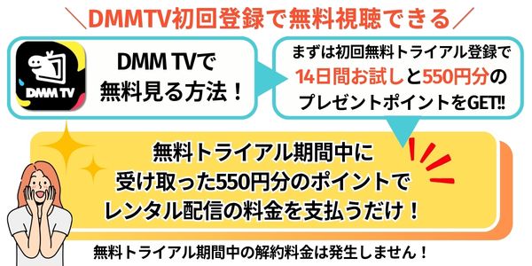 DMM TV 初回特典で無料視聴
