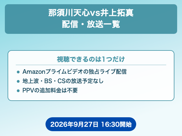 那須川天心vs井上拓真 配信状況