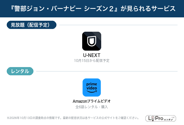警部ジョン・バーナビー シーズン2 配信状況