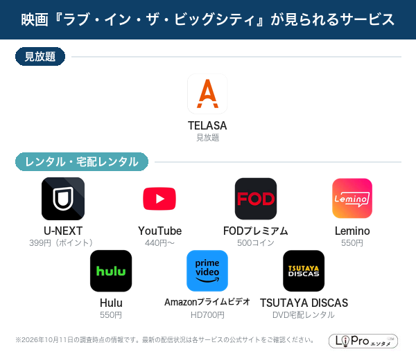ラブ・イン・ザ・ビッグシティ 配信状況