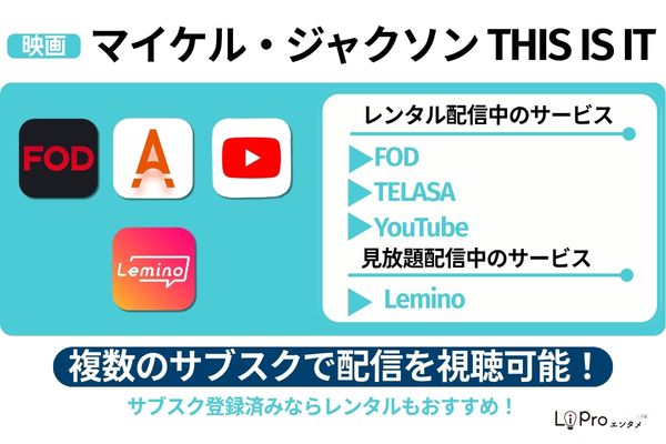 マイケル・ジャクソン THIS IS IT FOD・TELASA・YouTubeのレンタル配信 Leminoの見放題