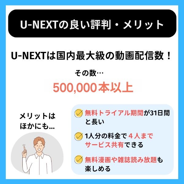 U-NEXTの良い評判・メリット