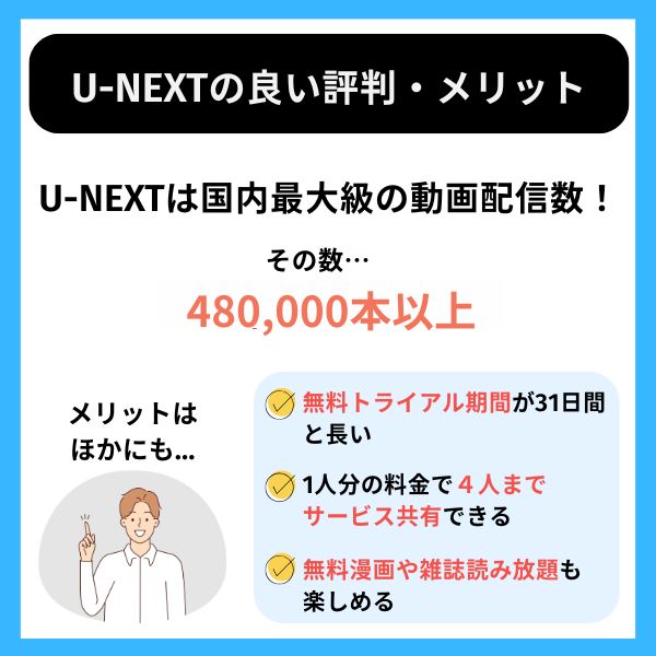 U-NEXTの良い評判・メリット